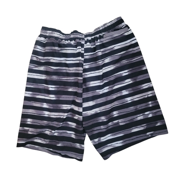 Nike Men's Black and Gray Striped Swim Shorts - Picture 2 of 5